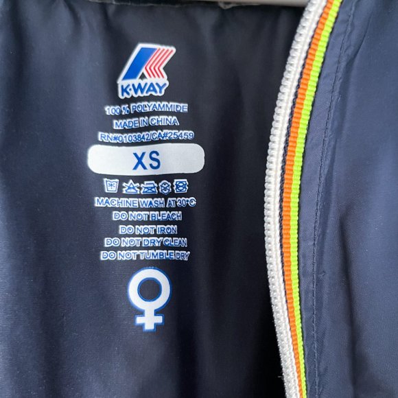 K-Way Claude Klassic Jacket Rain Windbreaker Full Zip Navy Blue Women Size XS ♀ - Picture 8 of 12